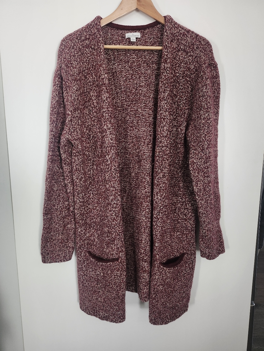 L. L. BEAN Signature Ragg Wool Open Front Cardigan Sweater Large  Cozycore Layer